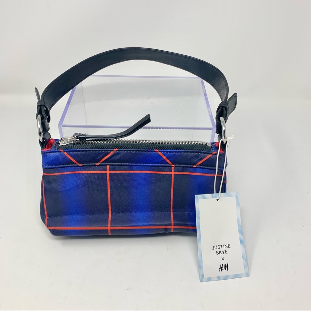 NWT H&M X Justine Sky Blue Plaid Mini Purse Bag
